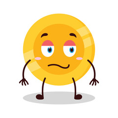 cute silent expression of coin cartoon character