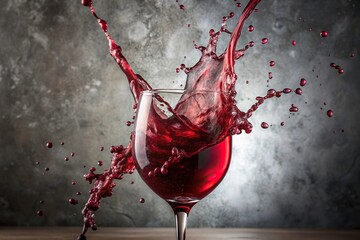 Red wine splash on light background with texture Extreme Close-Up
