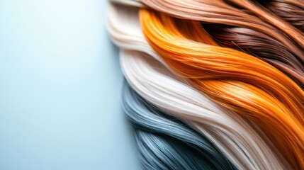 A stunning image showcasing strands of hair in vivid colors, cascading elegantly in waves, capturing a sense of beauty and flow with a modern artistic touch.