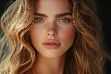Naklejka premium Portrait of a Young Woman with Wavy Hair