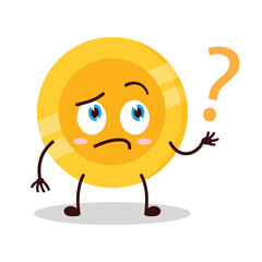 cute curious expression of coin cartoon character