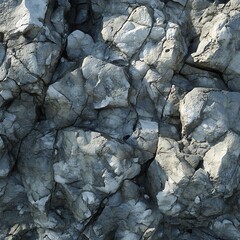Close-up of rugged rock formation with textured surface, natural patterns in the gray stone landscape, ideal for backgrounds.