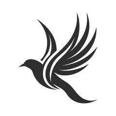 Elegant Bird in Flight Silhouette Vector for Logos and Design.