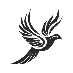 Elegant Bird in Flight Silhouette Vector for Logos and Design.