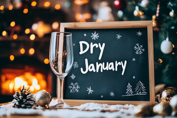 Dry January and empty glass,no alcohol month,health and wellness,mindful drinking