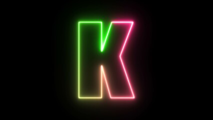 Glowing font. Shiny letter K