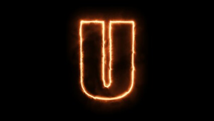 Animated neon letter U. Two-color looping trendy glowing neon alphabet letter U. Educational concept with neon letter