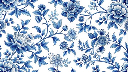 Obraz premium Chinoiserie pattern with floral motif