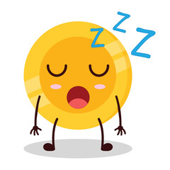 cute rest expression of coin cartoon character