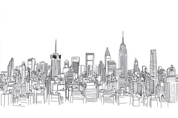 Naklejka premium simple line drawing of city 