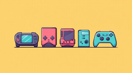 Retro Gaming Consoles and Controllers Illustration