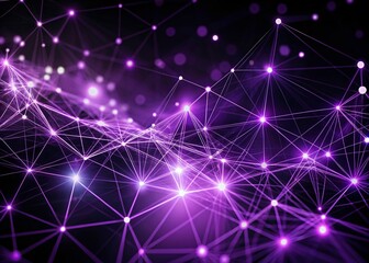 Fototapeta premium High-Contrast Violet Plexus Visualization of Advanced Data Networks Against Deep Black Backdrop