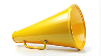 Yellow plastic cheerleading megaphone isolated on white background