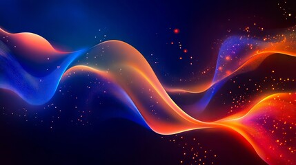 Fototapeta premium A blue and red abstract background with wavy lines and dots