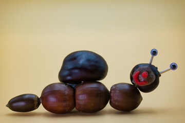 autumn, figurines, chestnuts, background, cut off, handwork, cra