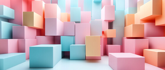 Abstract geometric blocks on light background, 3d render, Background wallpaper design