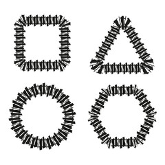 Abstract shape set. Geometric frame icons. Black outline shapes. Triangle, circle, square symbols.