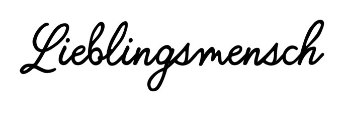 Lieblingsmensch, ein ganz besonderer Ausdruck für einen geliebten und sehr geschätzten Menschen, Schreibschrift, Vektor-Grafik, deutsch, Deutschland. Version 2