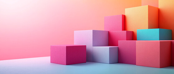 Abstract geometric blocks on light background, 3d render, Background wallpaper design