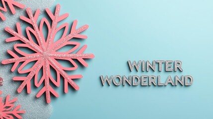 Colorful snowflakes and 'Winter Wonderland' text create a festive vibe against a soothing blue background, perfect for winter-themed designs.
