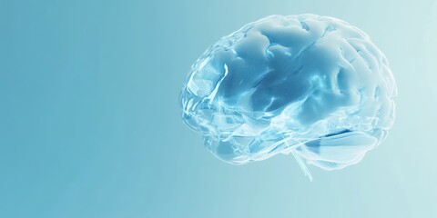 A translucent brain illustration against a soft blue background, symbolizing neuroscience.