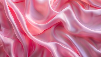 Obraz premium Abstract background with pink silk fabric in the shape of waves, top view....