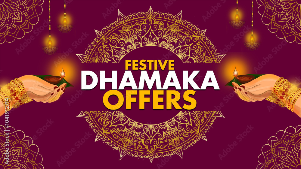 Wall mural Diwali Sale Poster Design, Festive Discount Sale , DIWALI SALE Retail Sale, Promotion, Advertisement, Flyer, Poster, Banner , Diwali Dhamaka Sale Label Design Template	