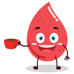 cute cheerful expression of blood carry cup of coffee cartoon character