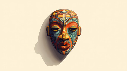 African mask, sense of self or identity crisis. Zulu Tribe. Illustration