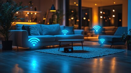 A close-up of a smart device featuring wireless connectivity indicators, emphasizing its role in a connected home.