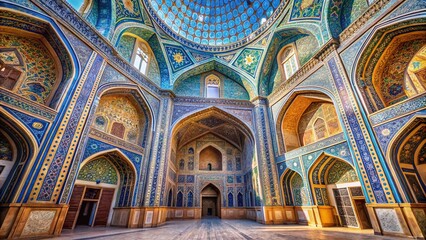 Obraz premium Inner Dome of Tillakori Mosque in Samarkand - Architectural Marvel of Registan Square