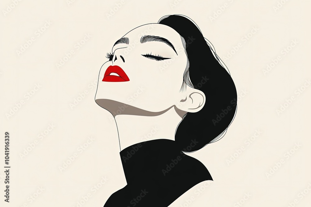 Canvas Prints a woman with her eyes closed and a red lip