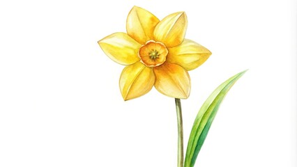 Chibi daffodil watercolor painting isolated on white background