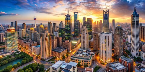 Fototapeta premium Isolated City Skyline on Transparent Background for Urban Design and Architecture Projects