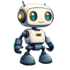 Colorful robot with big, expressive eyes
