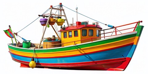 Isolated Fishing Boat on White Background for Marine and Nautical Themed Projects