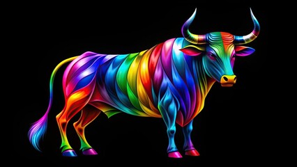 colorful abstract ox rainbow on black background