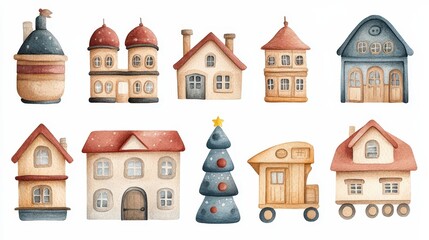Naklejka premium Colorful Wooden Toys for Children Play and Learning