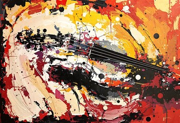 Vibrant Abstract Violin Painting
