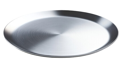 Stainless steel serving platter displayed on a transparent background highlighting its sleek design and polished finish for culinary settings.