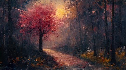 Fototapeta premium Forest Path with Golden Light - Nature Photography