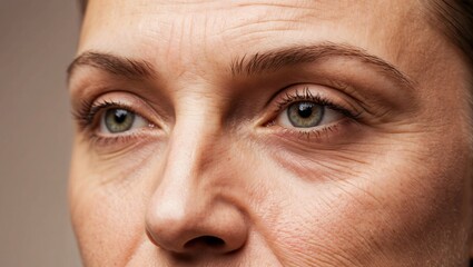 Fototapeta premium Close-Up of Clean Skin and Crows Feet Details