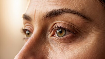 Close-Up View of Natural Crow's Feet Around Eyes