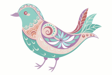Whimsical Bird Illustration with Floral Patterns Inside