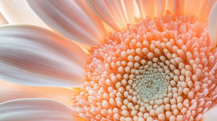 A close-up macro shot of a vibrant Gerbera flower, capturing its delicate petals and intricate details.