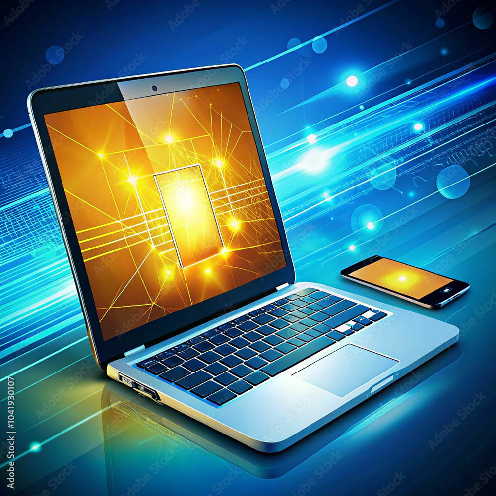 Wall mural abstract computer technology blue background banner futuristic business data technology modern conce