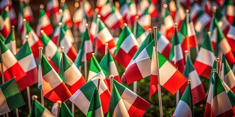 Low Light Photography of Italy Flag Set in Artistic Display for Cultural Celebrations