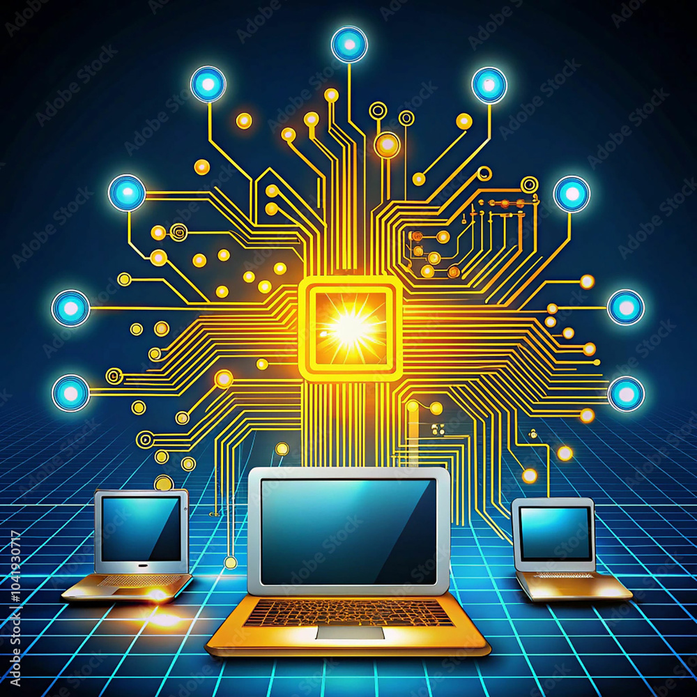 Wall mural abstract computer technology blue background banner futuristic business data technology modern conce