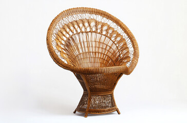 a peacock chair with an ornate rattan design