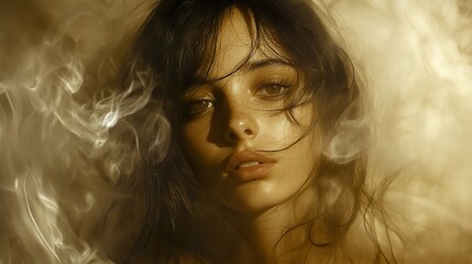 Dreamy Portrait of a Woman in Smoke